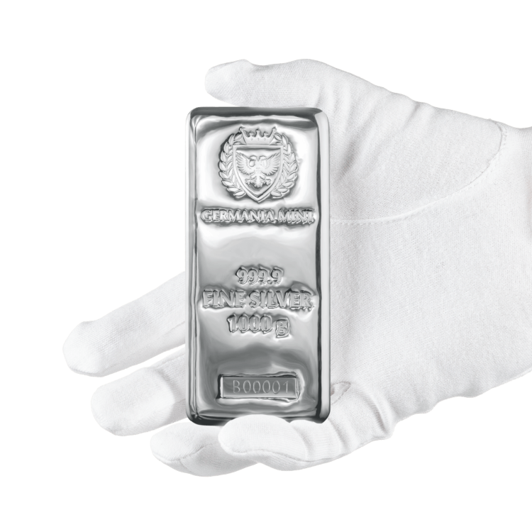 1 kilogram zilverbaar Germania Mint perspectief 4