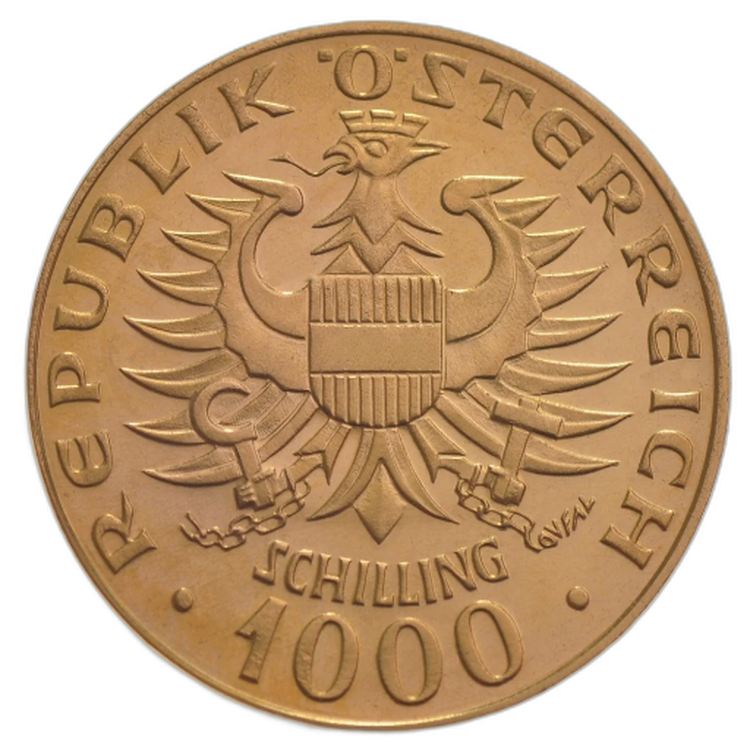 Gouden munt 1000 schilling Babenberger achterkant