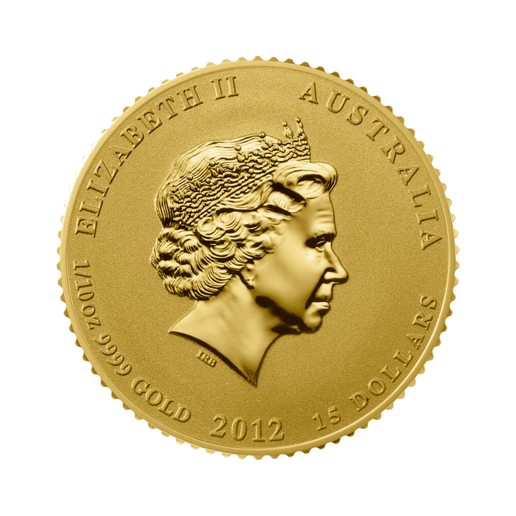 1/10 troy ounce gouden Lunar munt Year of the Dragon 2012 achterkant