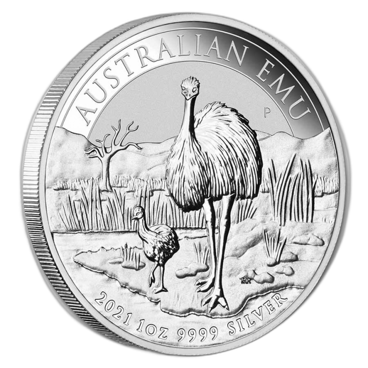 1 troy ounce zilveren Australian Emoe munt 2021 achterkant