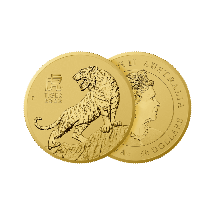 1 troy ounce gouden munt Lunar Year of the Tiger 2022 perspectief 1