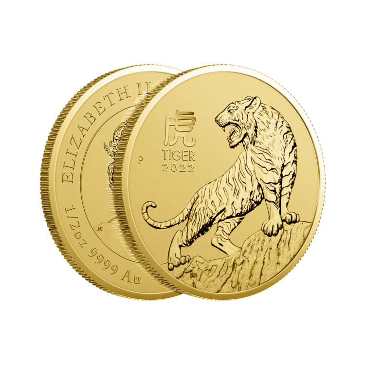 1 troy ounce gouden munt Lunar Year of the Tiger 2022 perspectief 2