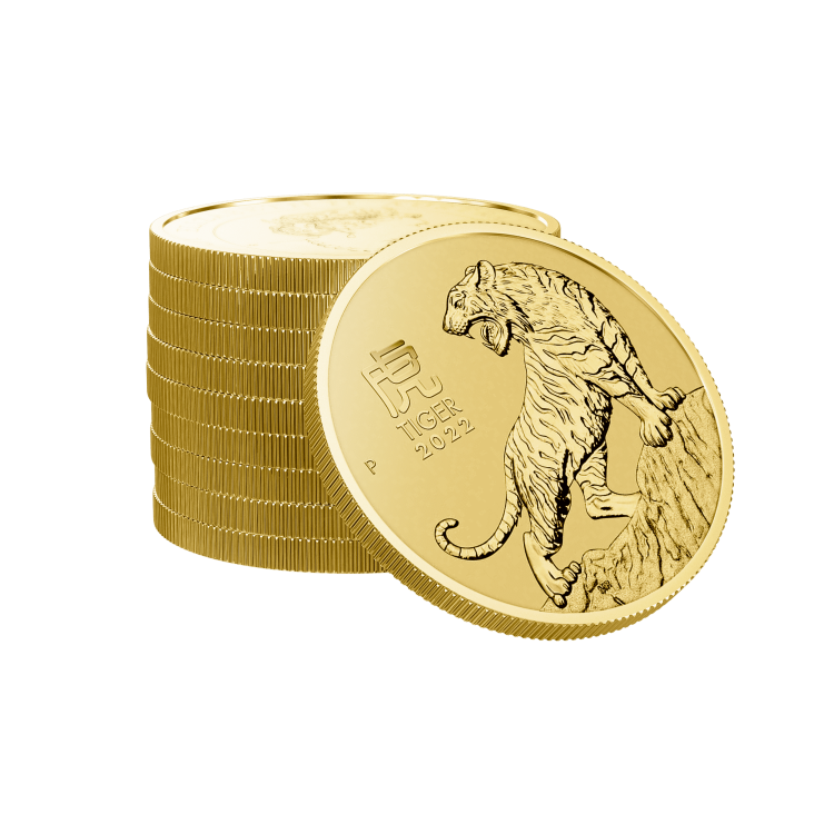 1 troy ounce gouden munt Lunar Year of the Tiger 2022 perspectief 3