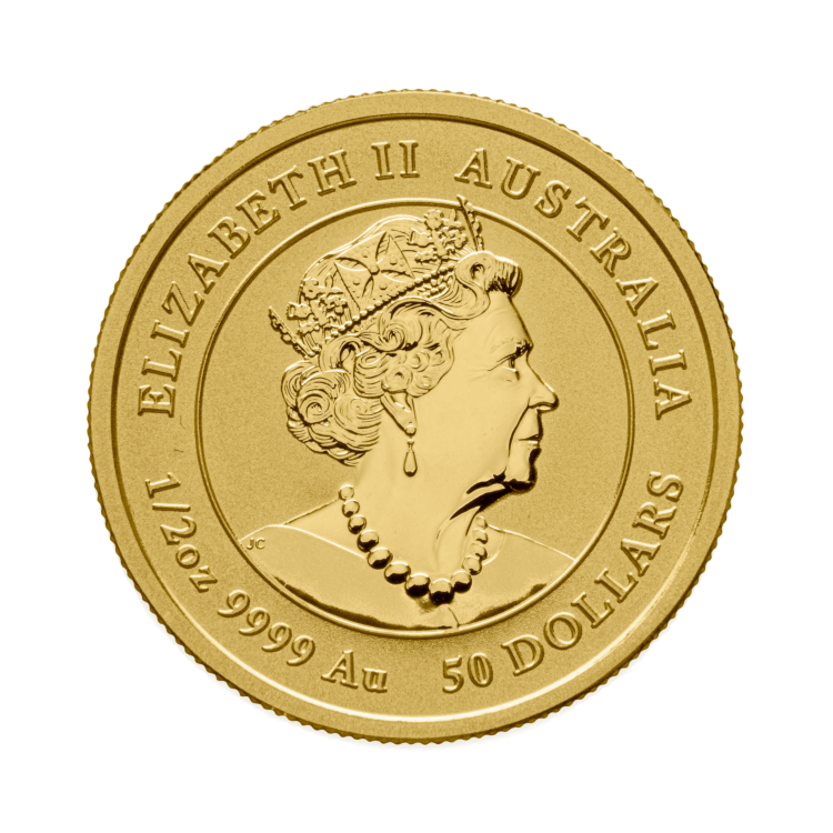 1/2 troy ounce gouden Lunar munt Year of the Tiger 2022 achterkant
