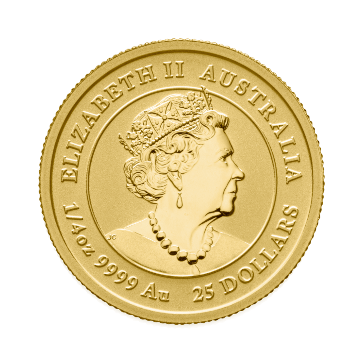1/4 troy ounce gouden Lunar munt Year of the Tiger 2022 achterkant