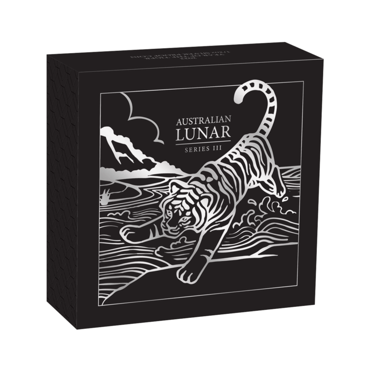 1 troy ounce zilveren Lunar munt 2022 Year of the Tiger Proof perspectief 1