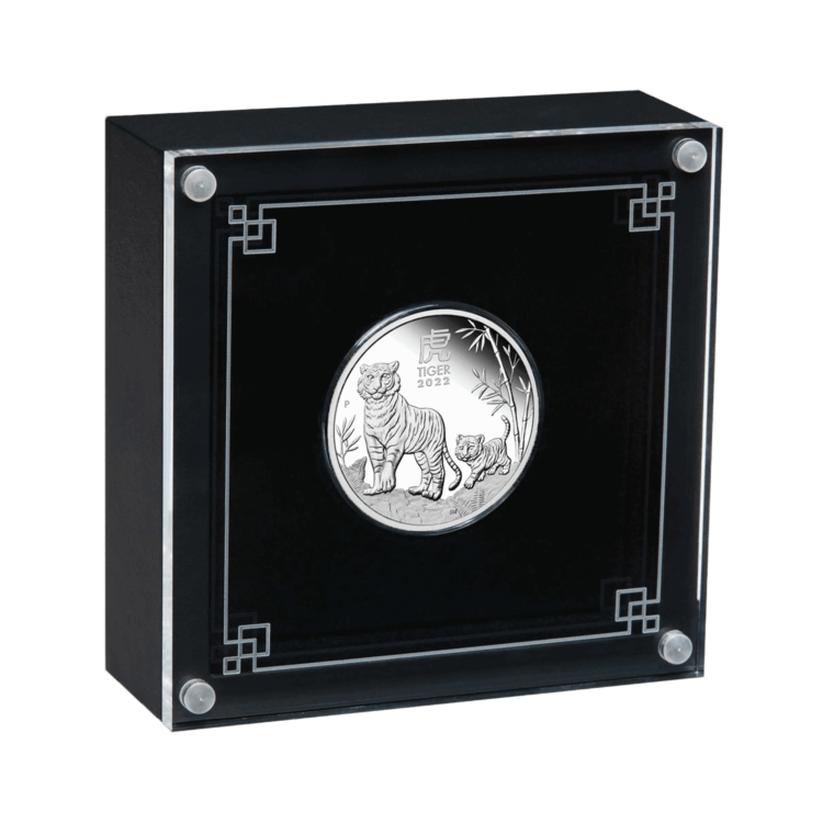 1 troy ounce zilveren Lunar munt 2022 Year of the Tiger Proof perspectief 2