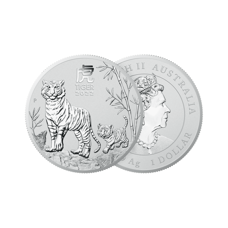1 troy ounce zilveren Lunar munt Year of the Tiger 2022 perspectief 1
