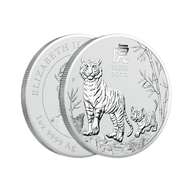 1 troy ounce zilveren Lunar munt Year of the Tiger 2022 perspectief 2