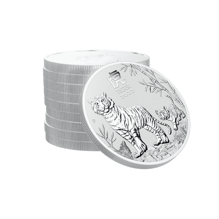 1 troy ounce zilveren Lunar munt Year of the Tiger 2022 perspectief 3
