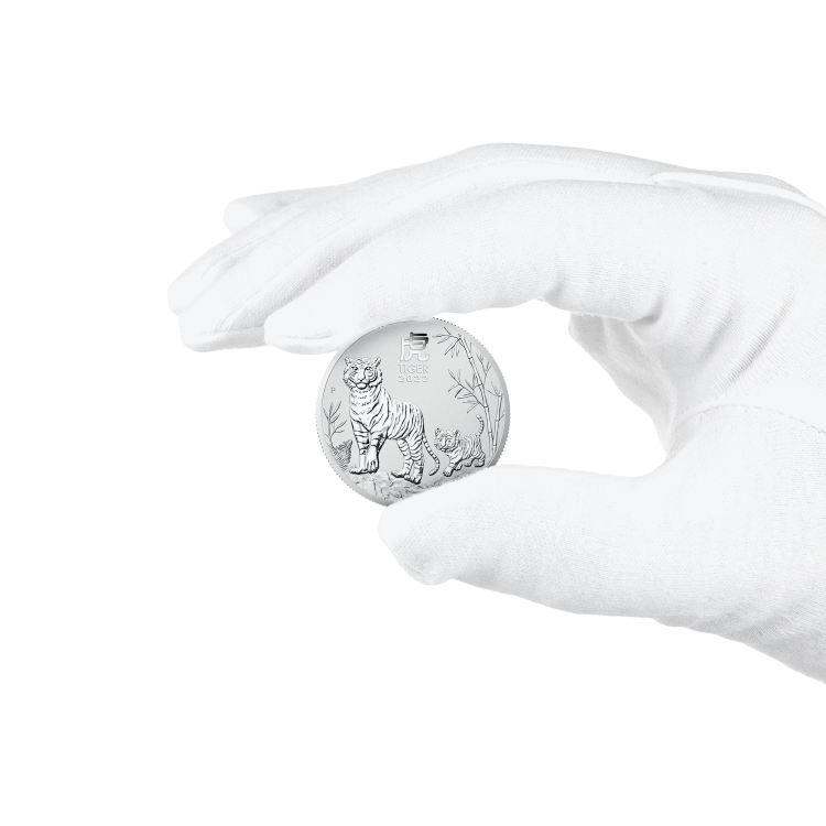 1 troy ounce zilveren Lunar munt Year of the Tiger 2022 perspectief 4