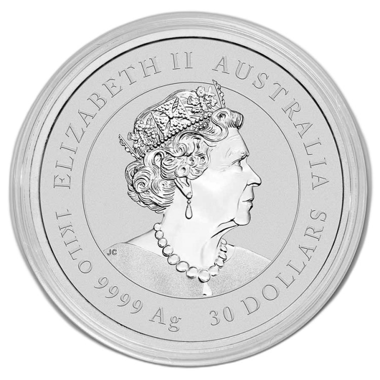 1 kilo zilveren Lunar munt Year of the Tiger 2022 achterkant