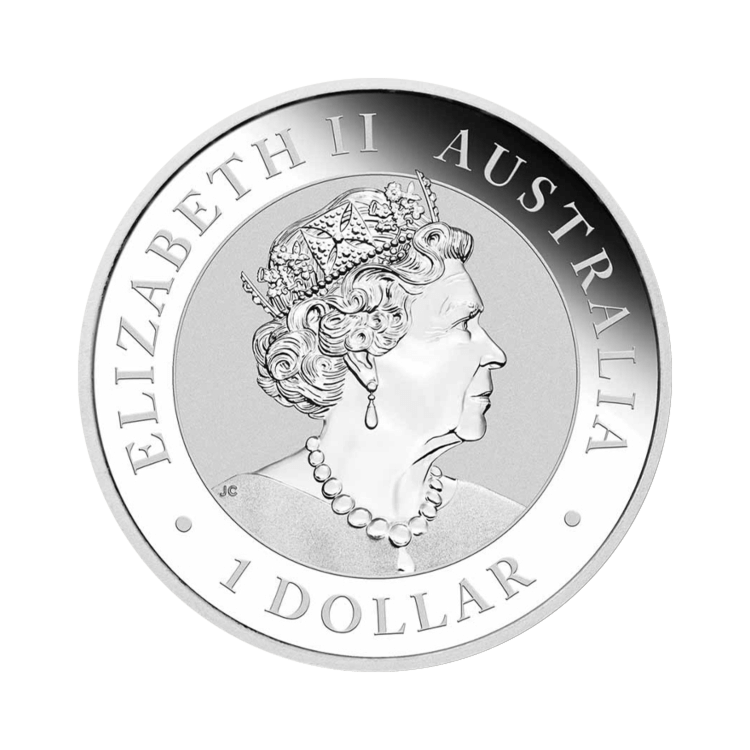 1 troy ounce zilveren Kookaburra munt 2022 achterkant