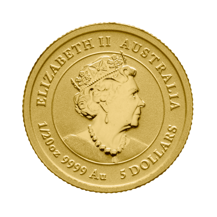 1/20 troy ounce gouden Lunar munt Year of the Tiger 2022 achterkant