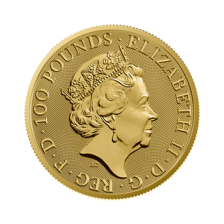 1 troy ounce gouden Tudor Beasts Lion of England 2022 achterkant