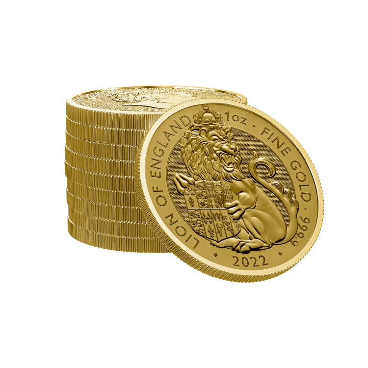 1 troy ounce gouden Tudor Beasts Lion of England 2022 perspectief 2