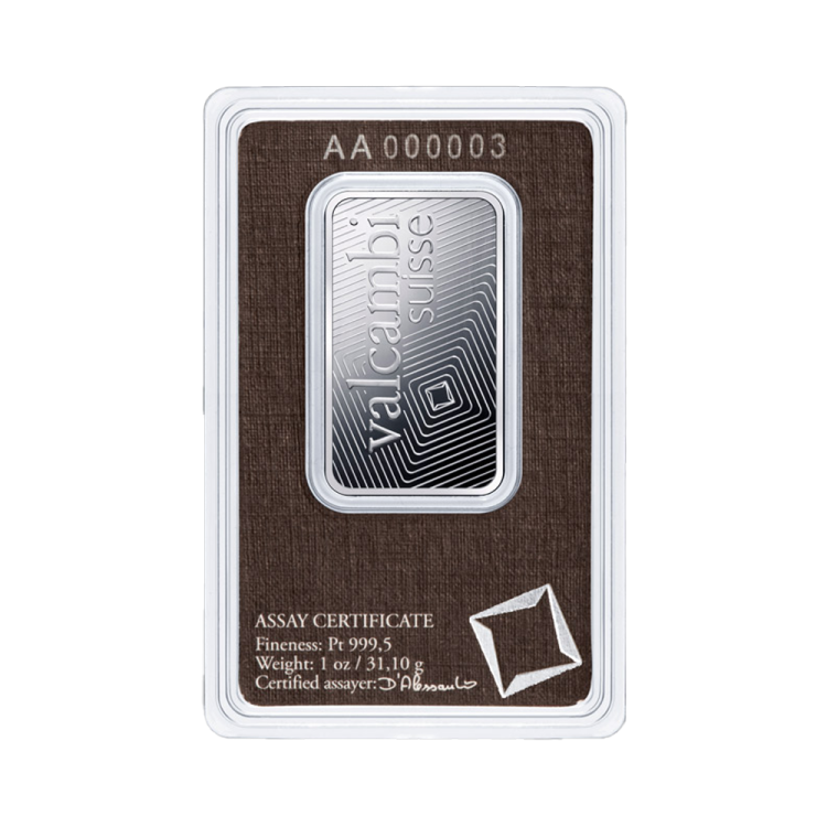 1 troy ounce platina baar | opslag Zürich achterkant