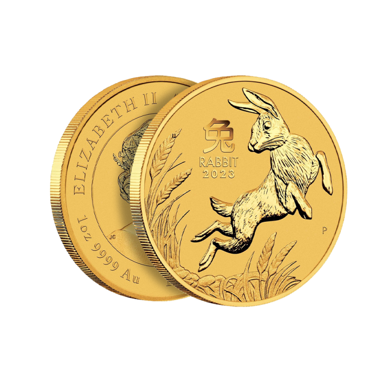 1 troy ounce gouden munt Lunar Year of the Rabbit 2023 perspectief 2