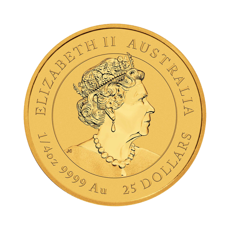 1/4 troy ounce gouden Lunar munt Year of the Rabbit 2023 achterkant