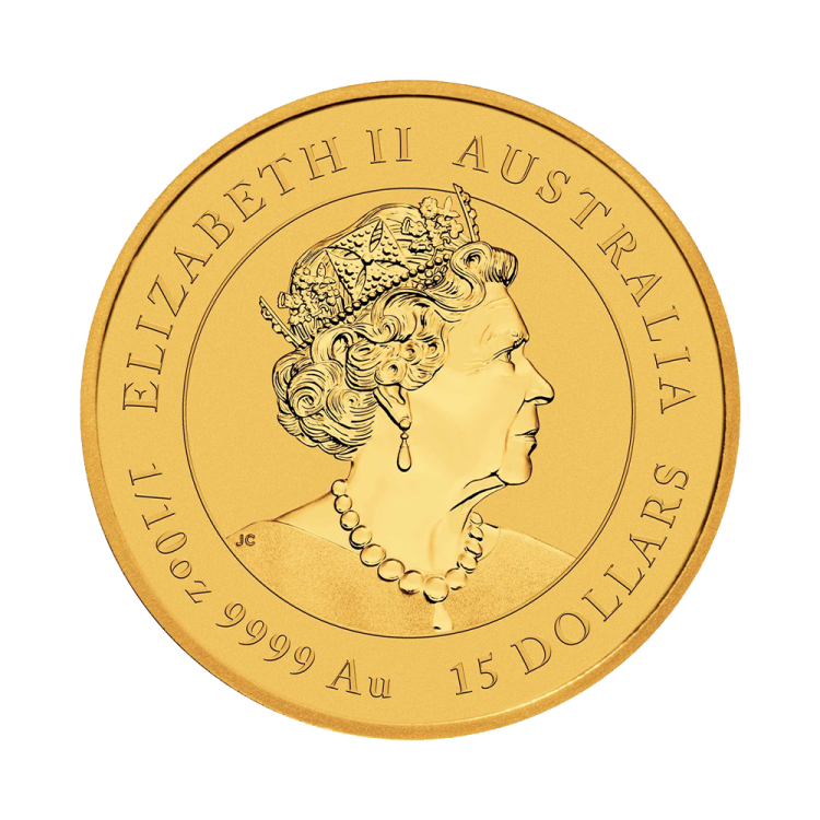 1/10 troy ounce gouden munt Lunar Year of the Rabbit 2023 achterkant