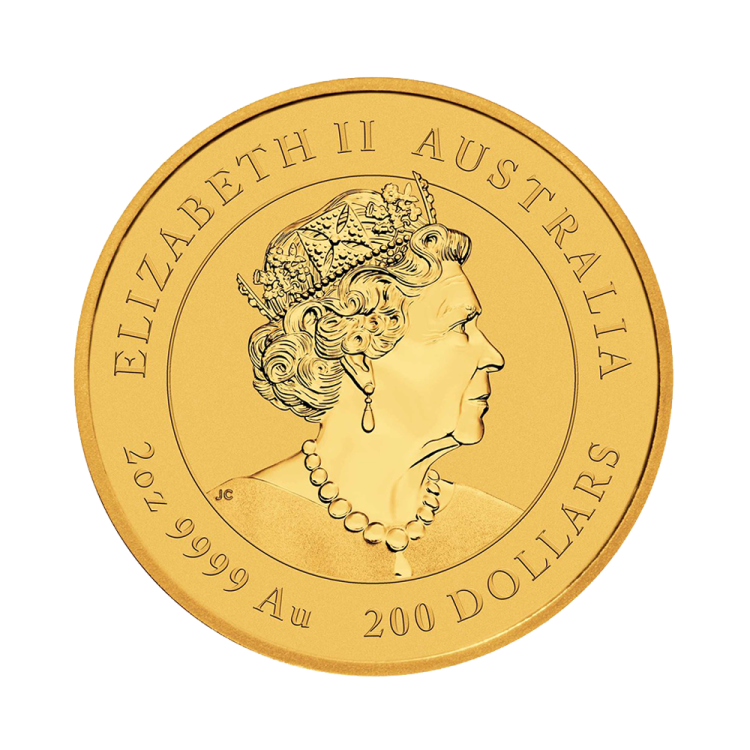 2 troy ounce gouden Lunar munt Year of the Rabbit 2023 achterkant