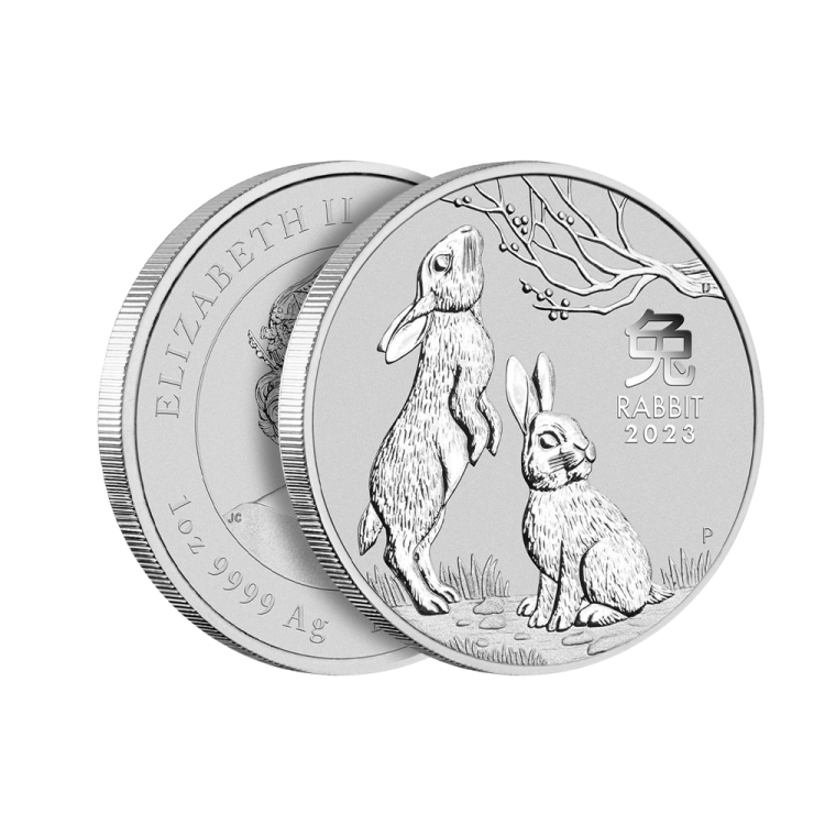1 troy ounce zilveren Lunar munt Year of the Rabbit 2023 perspectief 2
