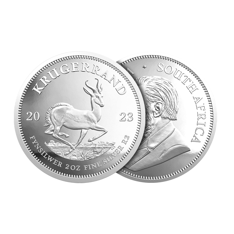 2 troy ounce zilveren Krugerrand proof 2023 perspectief 1