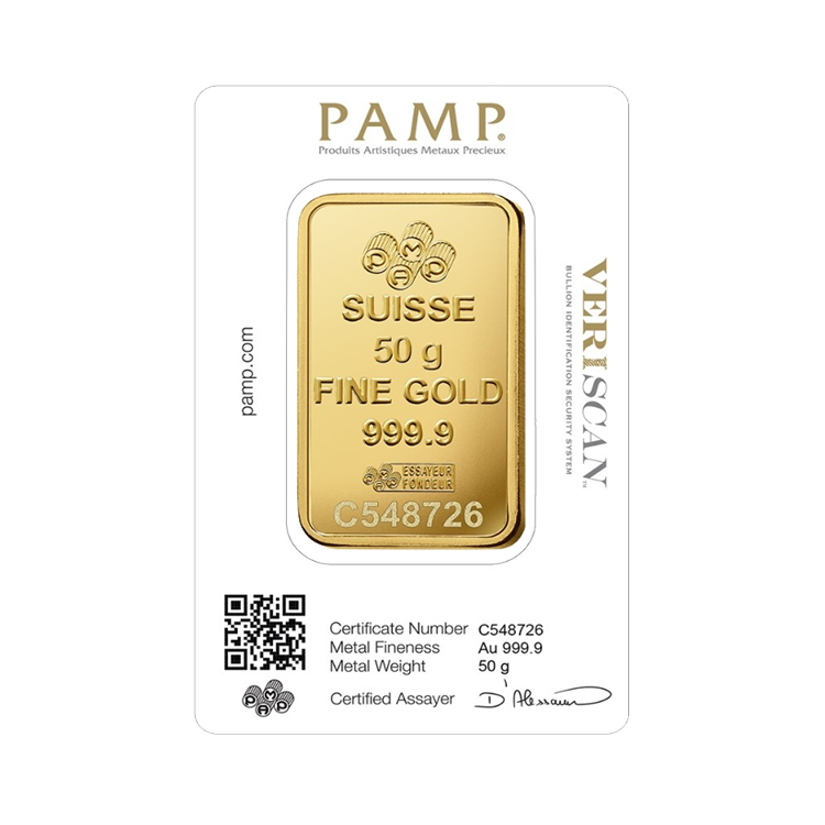 50 gram goudbaar Pamp Suisse Lady Fortuna achterkant