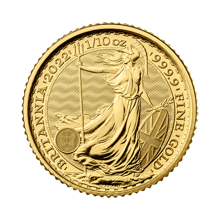 1/10 troy ounce gouden munt Britannia voorkant