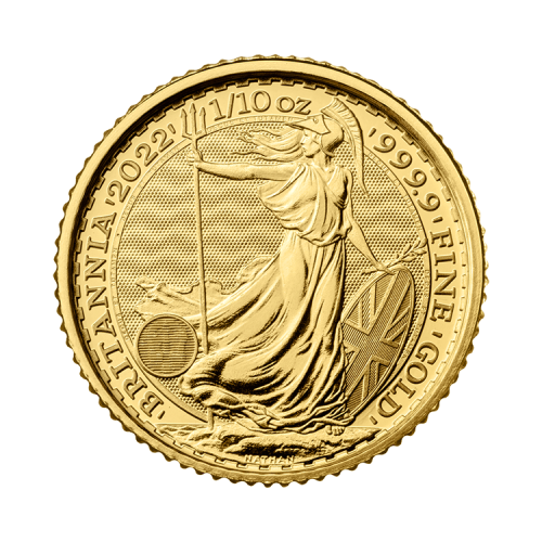 1/10 troy ounce gouden munt Britannia voorkant