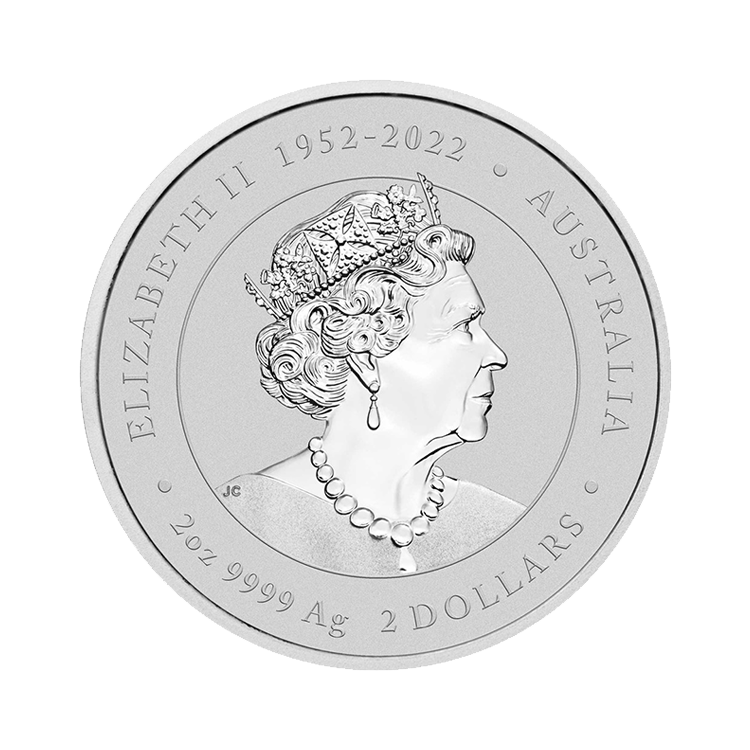 2 troy ounce zilveren Lunar munt Year of the Dragon 2024 achterkant