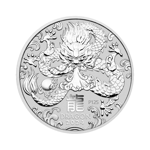 1 troy ounce zilveren Lunar munt Year of the Dragon 2024 voorkant