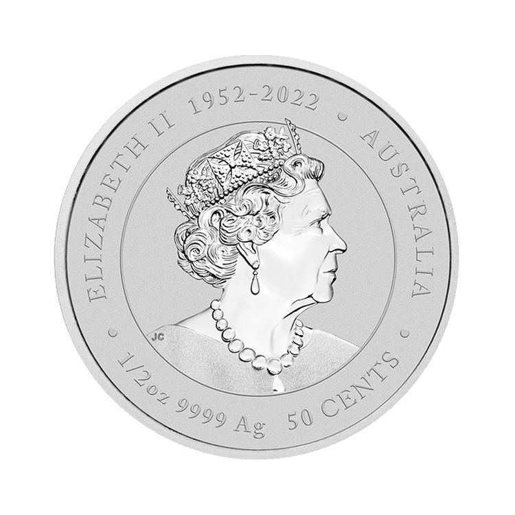 1/2 troy ounce zilveren Lunar munt Year of the Dragon 2024 achterkant
