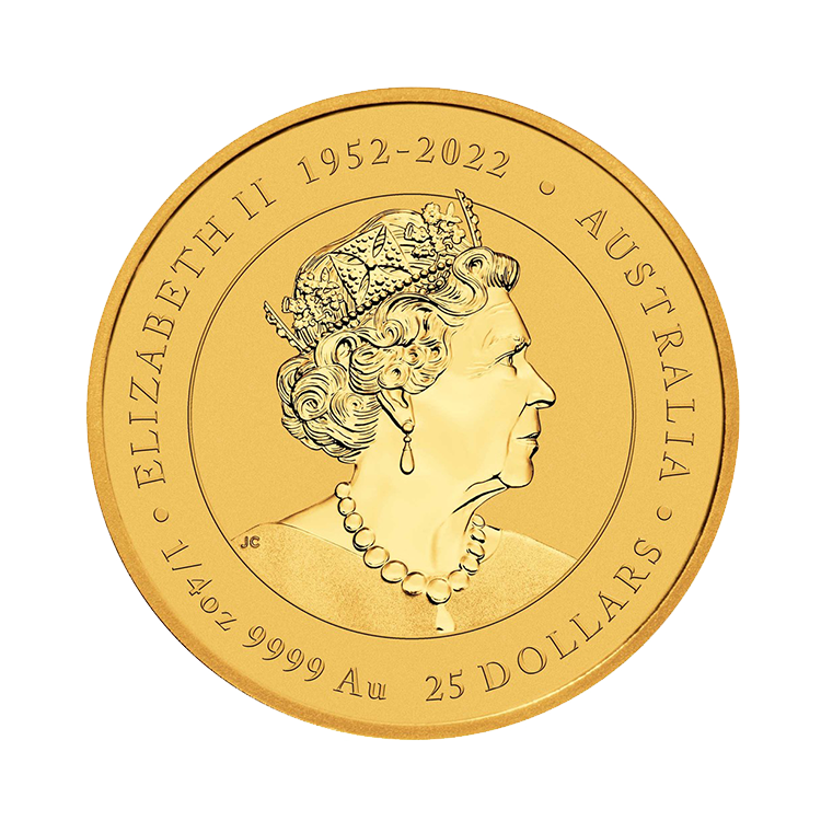 1/4 troy ounce gouden Lunar munt Year of the Dragon 2024 achterkant