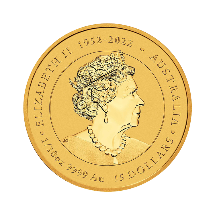 1/10 troy ounce gouden munt Lunar 2024 Year of the Dragon achterkant