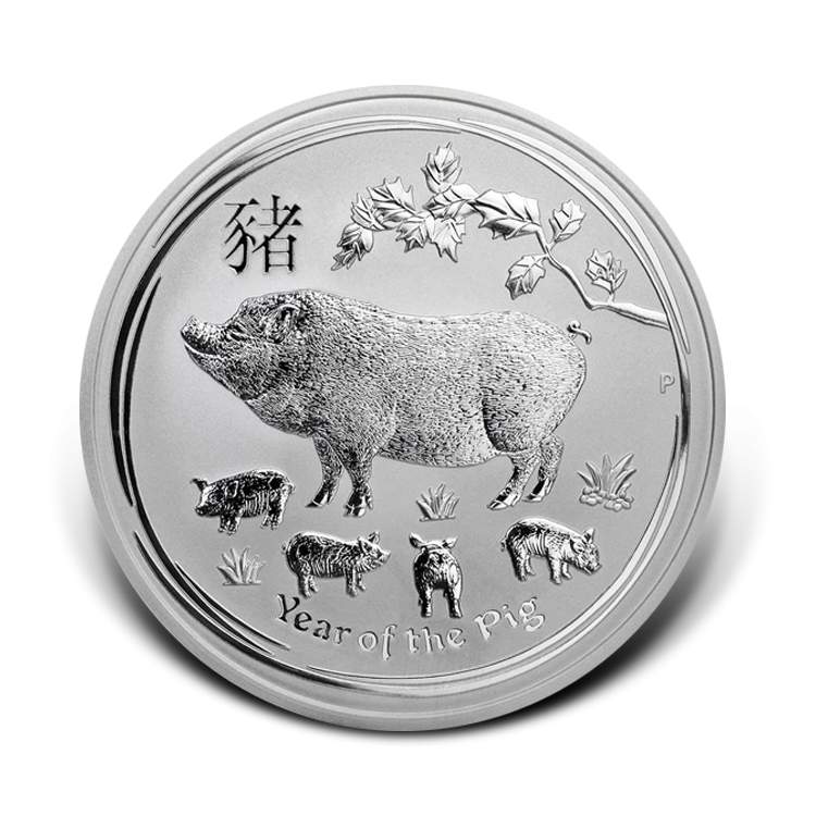 1 kilo zilveren Lunar munt Year of the Pig 2019 voorkant