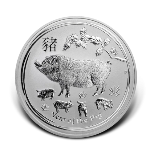 1 kilo zilveren Lunar munt Year of the Pig 2019 voorkant