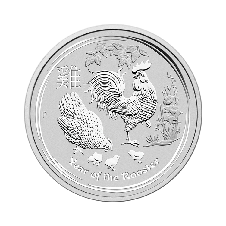1 troy ounce zilveren Lunar munt Year of the Rooster 2017 voorkant