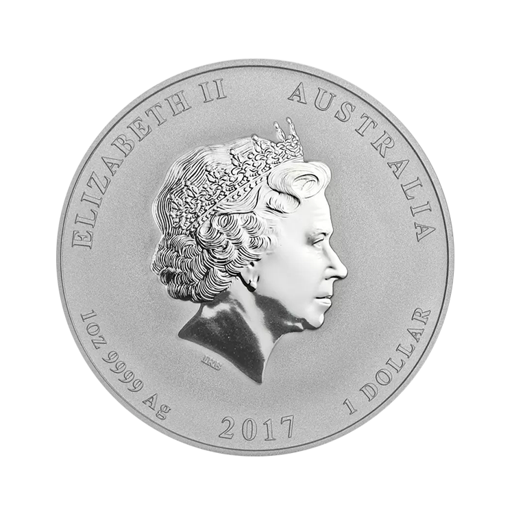 1 troy ounce zilveren Lunar munt Year of the Rooster 2017 achterkant