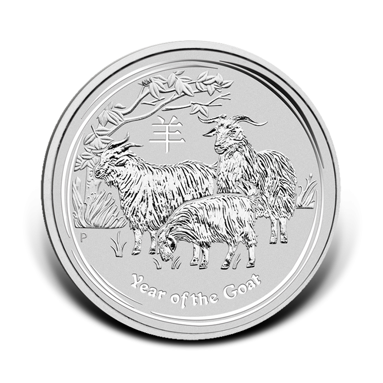 10 kilogram zilveren Lunar munt Year of the Goat 2015 voorkant