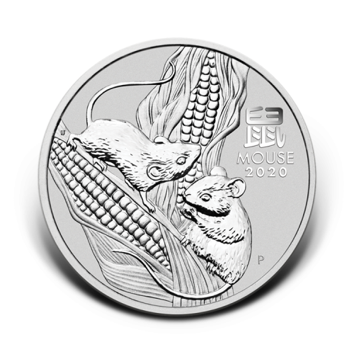 1 troy ounce zilveren Lunar munt Year of the Mouse 2020 voorkant
