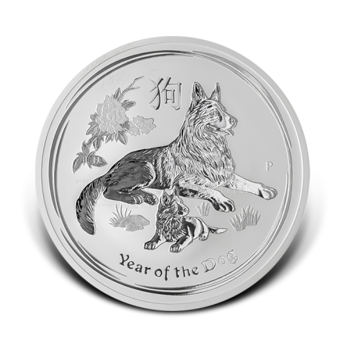 1 kilogram zilveren Lunar munt Year of the Dog 2018 voorkant