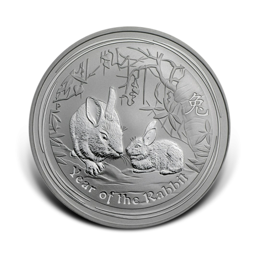 1 troy ounce zilveren Lunar Series II munt Year of the Rabbit 2011 voorkant