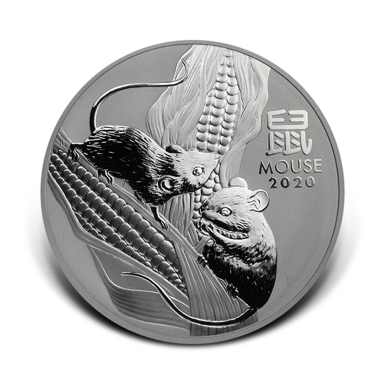 1 kilo zilveren Lunar munt Year of the Mouse 2020 achterkant