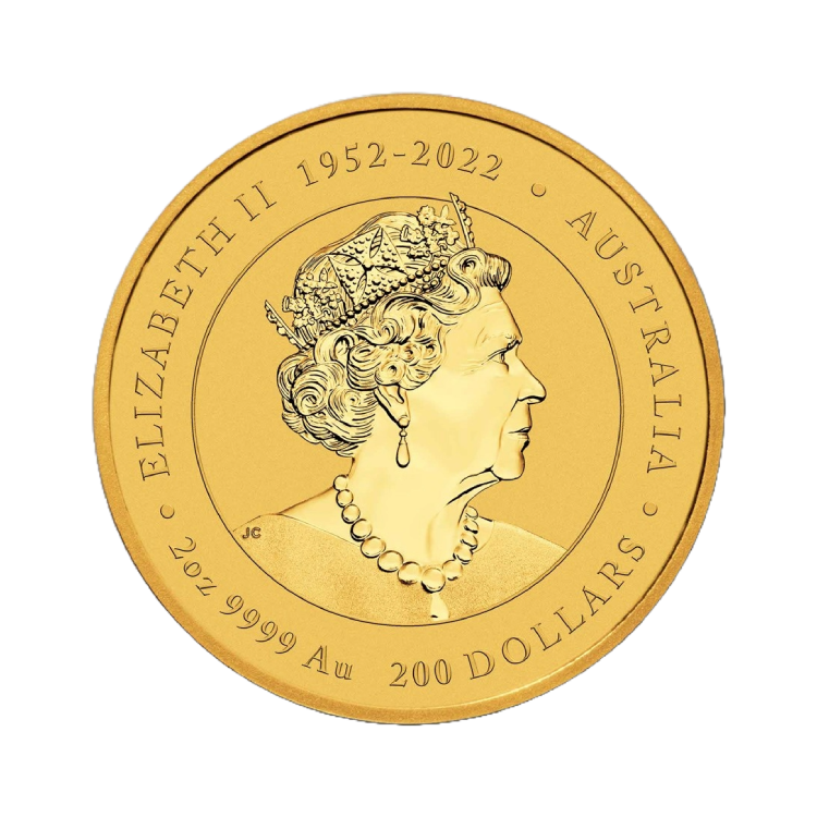 2 troy ounce gouden Lunar munt Year of the Dragon 2024 achterkant