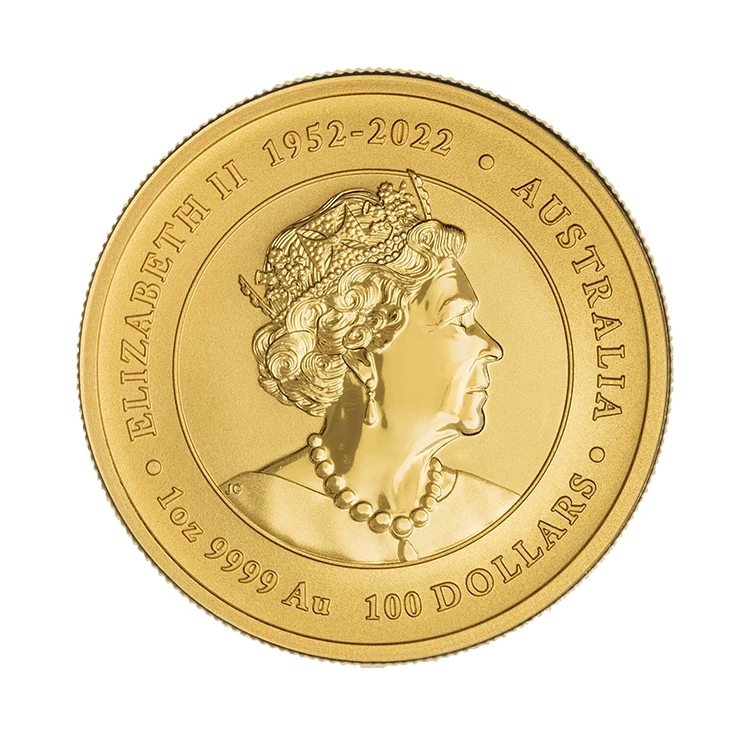 1 troy ounce gouden Lunar munt Year of the Dragon 2024 achterkant