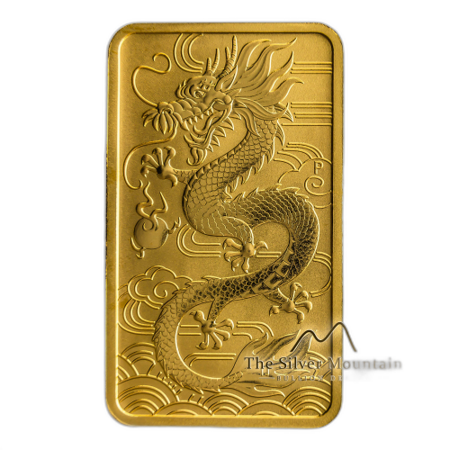 1 troy ounce gouden muntbaar Rectangular Dragon 2018 voorkant