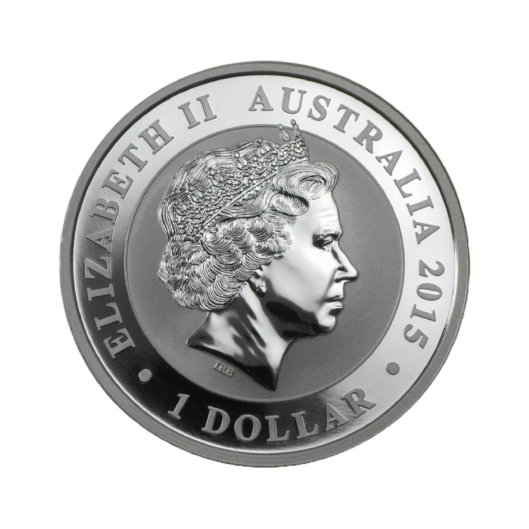 1 troy ounce zilveren Kookaburra munt 2015 achterkant