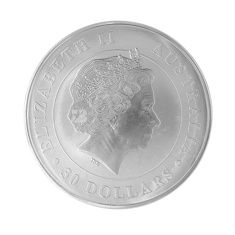 1 kilo zilveren Kookaburra munt 2016 achterkant