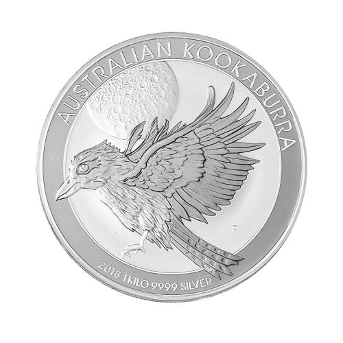 1 kilo zilveren Kookaburra munt 2018 voorkant